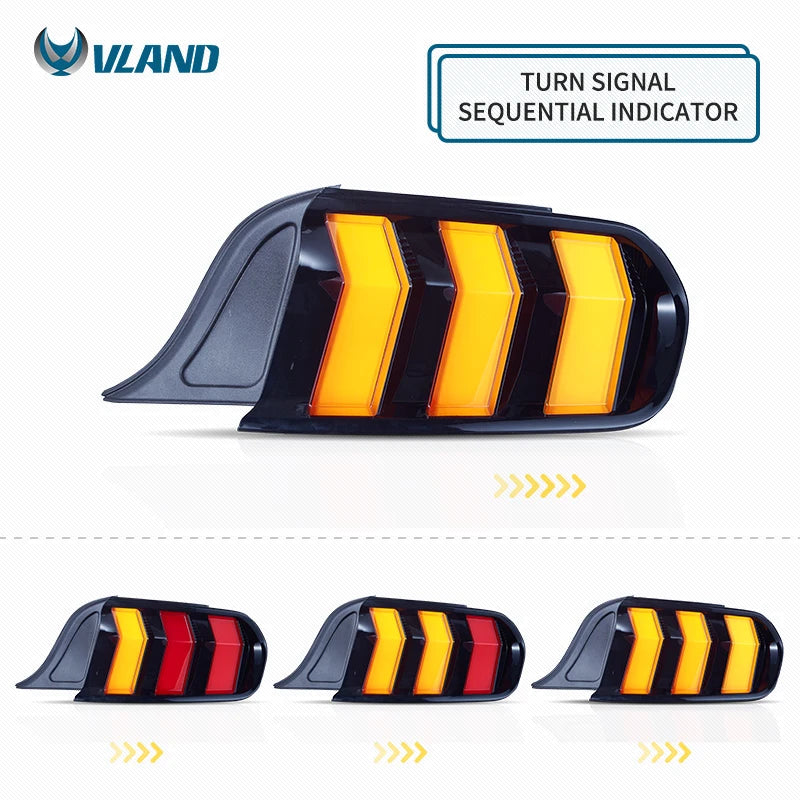 Ford Mustang S550 2015-2023 LED Tail Light S650 Style Sequential Turn Signal VLAND