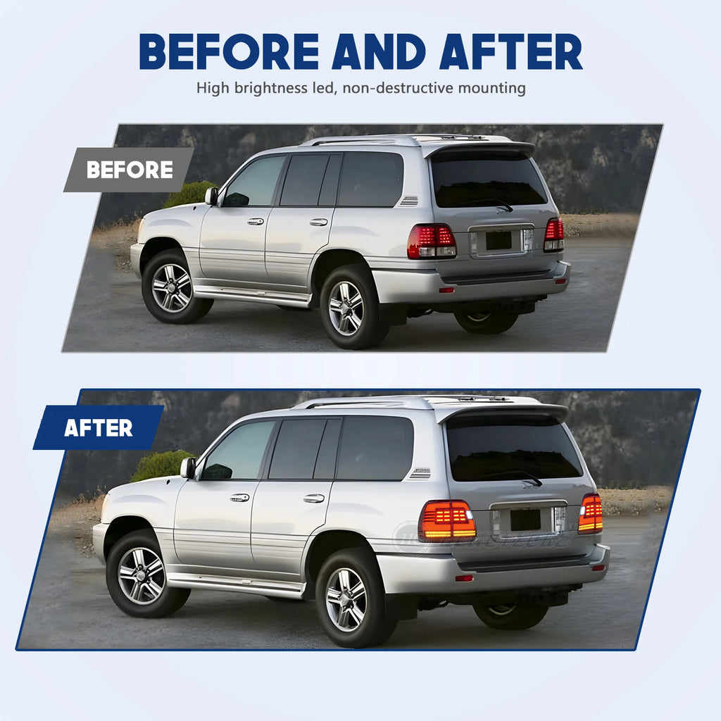 Lexus LX series 2nd Gen 1998-2007 LED Tail lights Red Smoked HCMOTIONZ