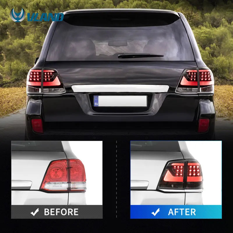 Toyota Land Cruiser J200 2008-2021 LED Tail Light Red Smoked VLAND