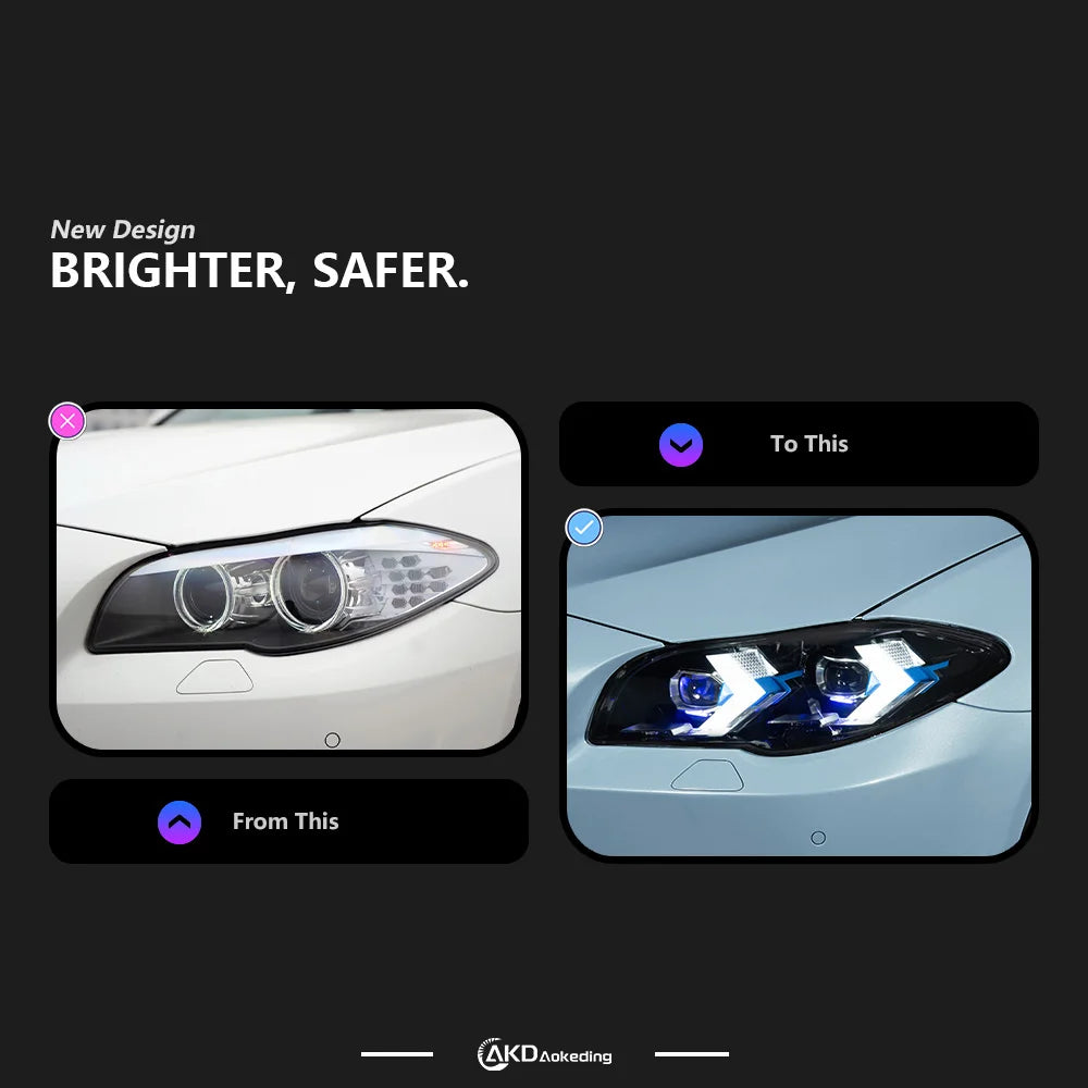 BMW 5 Series F10 F11 2010-2016 LED Headlights Projector Lens X5 Style AKD