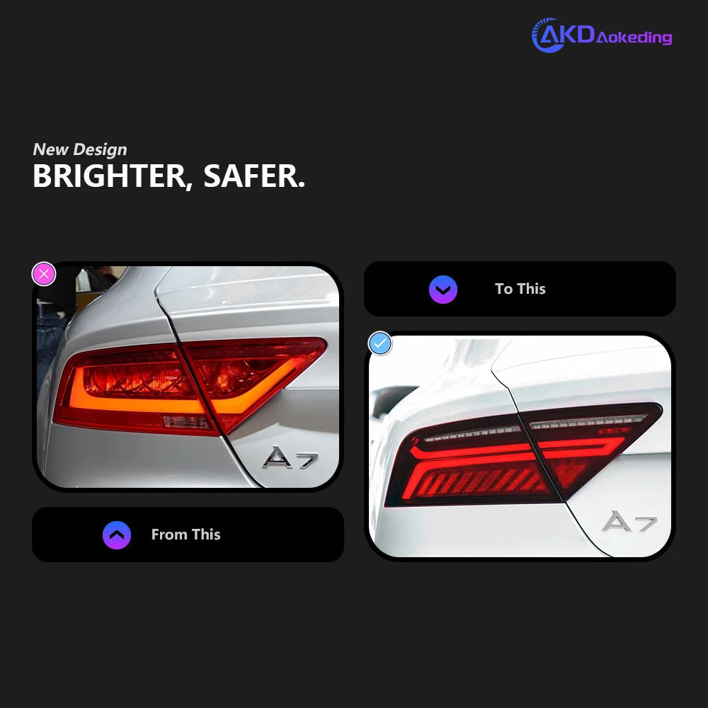 Audi A7 S7 RS7 4G8 2011-2018 LED Tail Lights Modern Style Red Smoked AKD