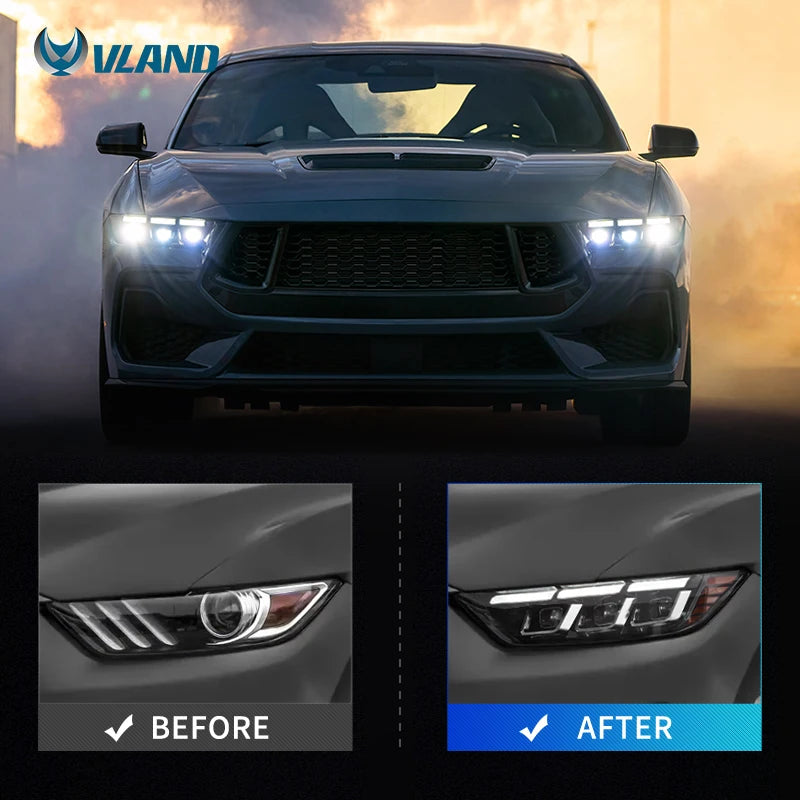 Ford Mustang VI 2015-2017 LED Headlights S650 Style Upgrade VLAND