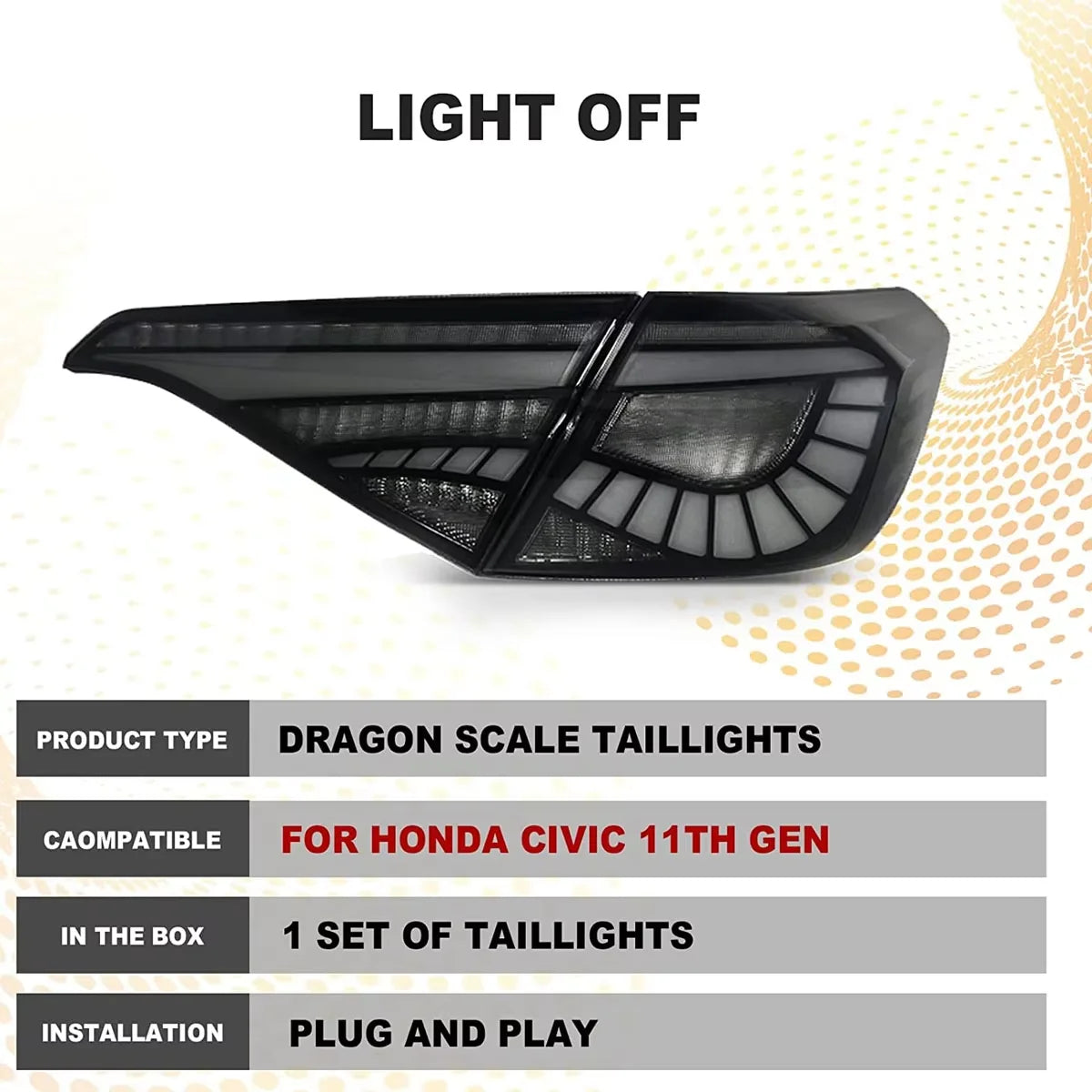 Honda Civic 11th Gen 2022-2023 LED Tail Lights Rear Lamps Sequential Turn Signal TYPY