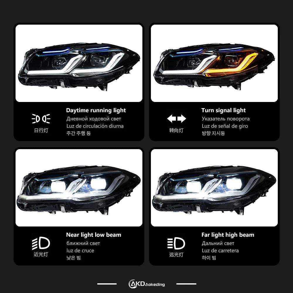 BMW 5 Series F10 F11 2010-2017 LED Headlights X5 Style Projector Lens AKD