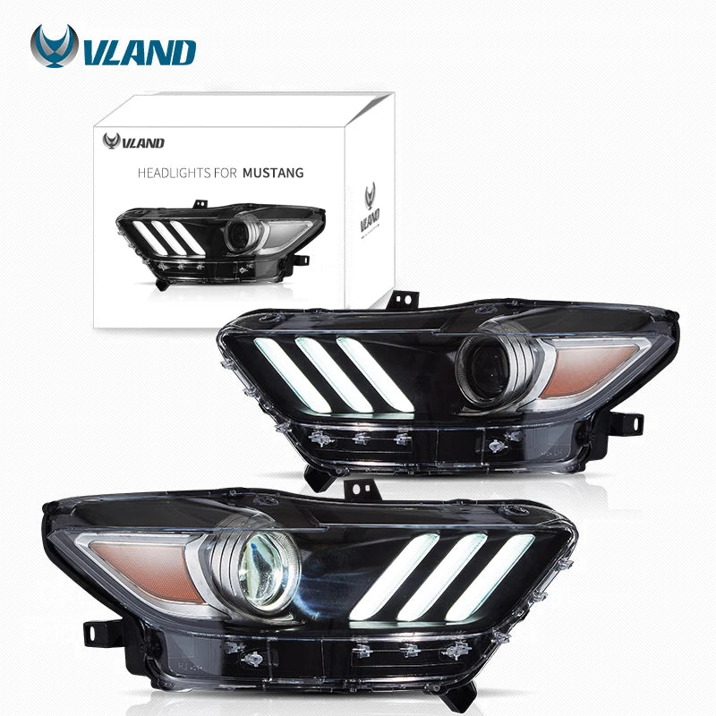 Ford Mustang VI S550 2015-2017 Headlights LED DRL Projector Lens VLAND