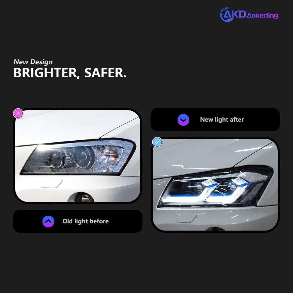 BMW X3 F25 2010-2013 LED Led Headlights Projector Lens Laser Style AKD