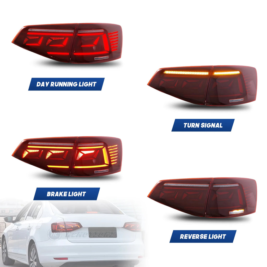 VW Volkswagen Jetta MK6 2015-2018 LED Tail Lights Smoked Red HCMOTIONZ