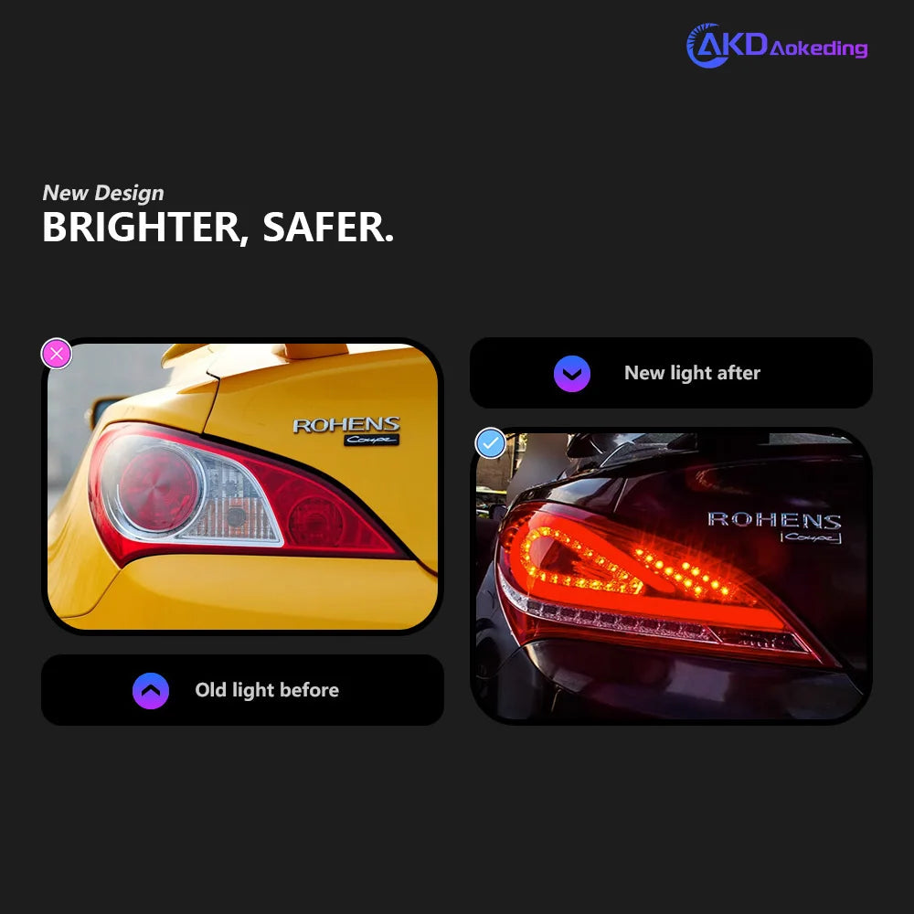 Hyundai Genesis Coupe 2008-2016 LED Tail Lights Red Smoked AKD