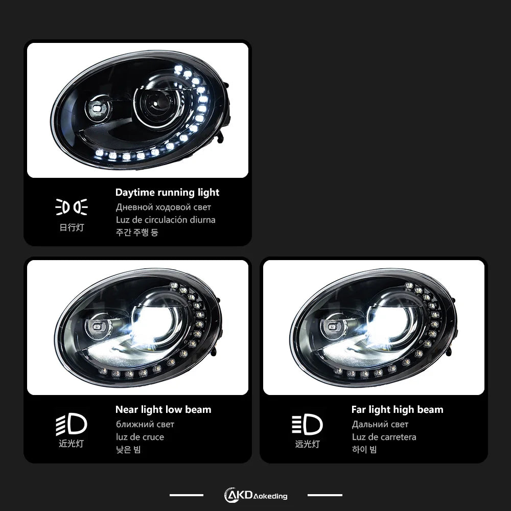 Volkswagen VW Beetle 2013-2017 Lampy przednie reflektory LED Komplet AKD