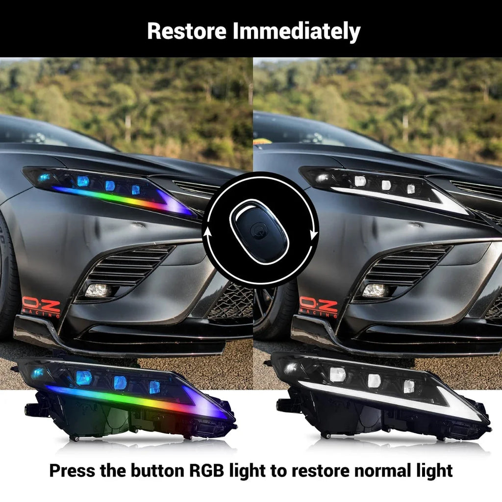 Toyota Camry 8th 2018-2023 RGB Headlight DRL Sequential Turn Signal TYPY