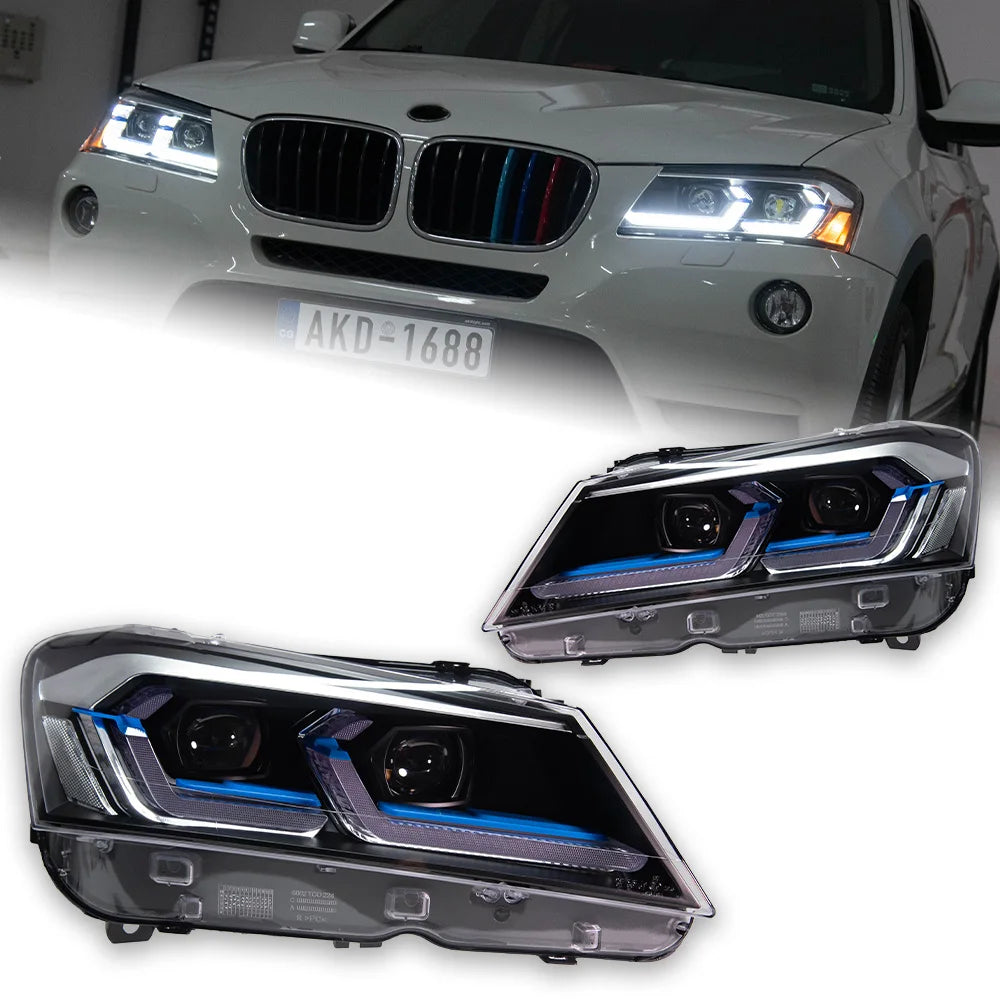 BMW X3 F25 2010-2013 LED Led Headlights Projector Lens Laser Style AKD