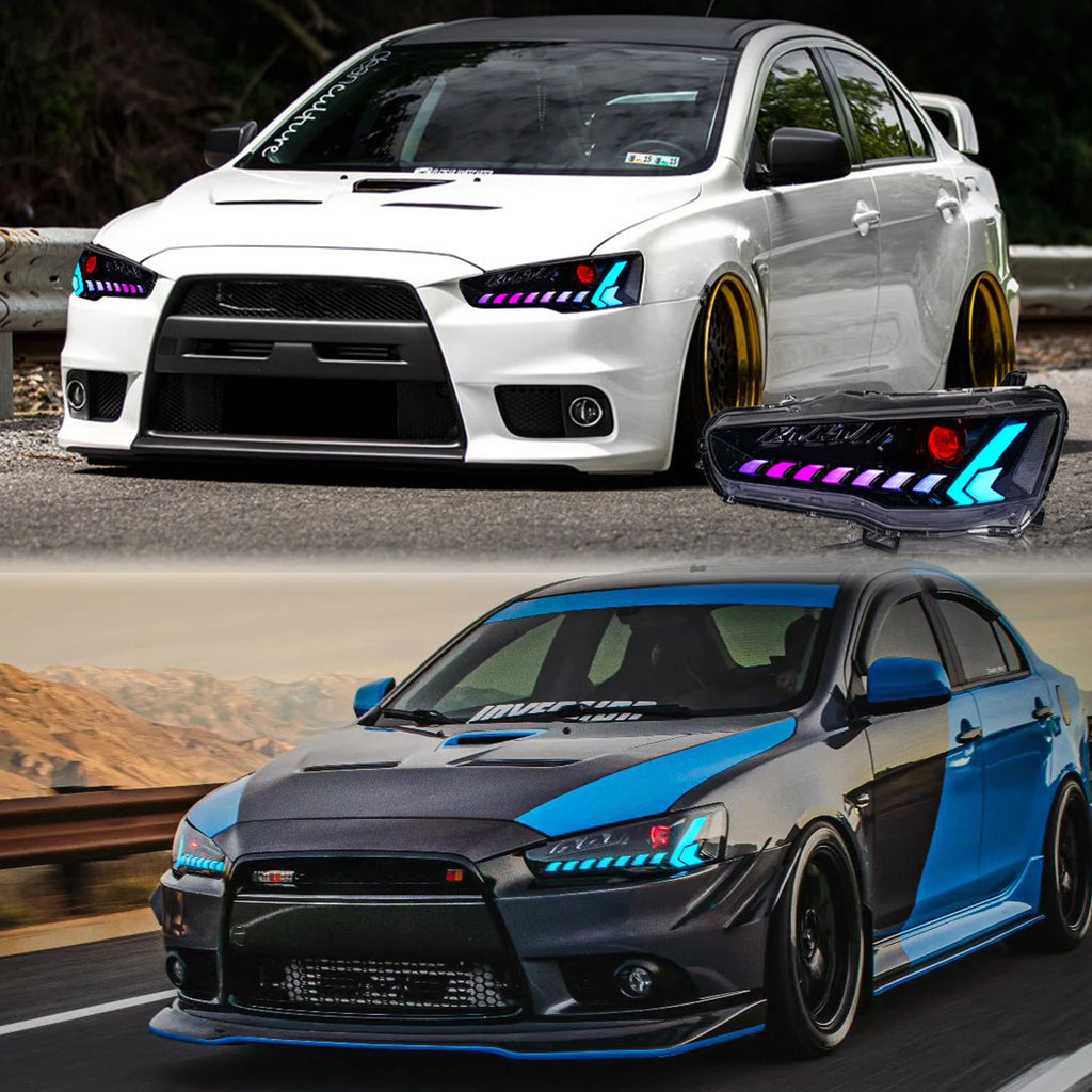 Mitsubishi Lancer Evo X 2008-2017 LED Headlights RGB HCMOTIONZ