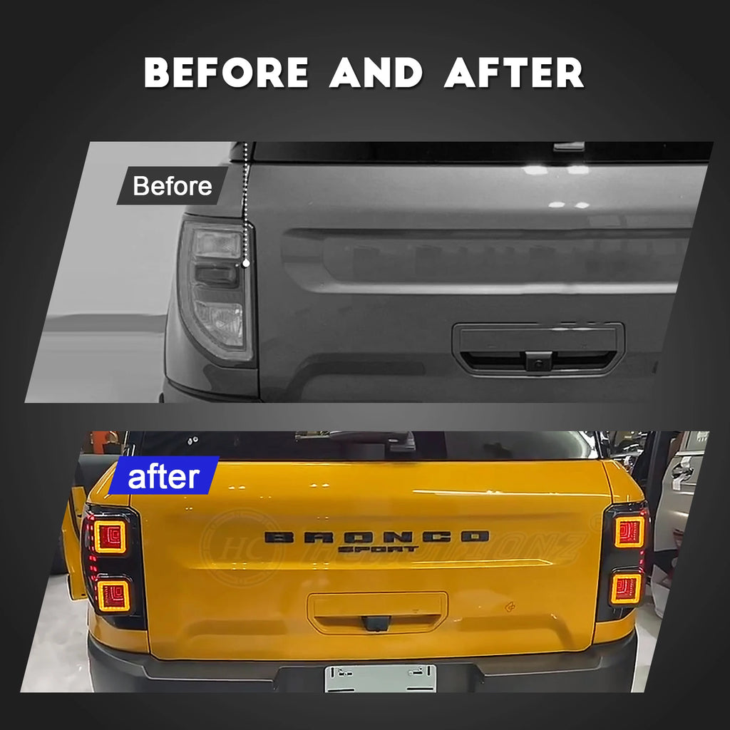 Ford Bronco Sport 2021-2023 LED Tail Lights Sequential Turn Signals Smoked HCMOTIONZ