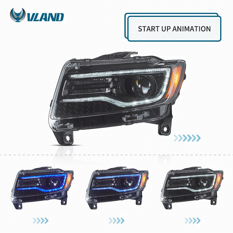 Jeep Grand Cherokee WK2 2011-2013 4th Gen Full LED Headlights Upgrade Look VLAND
