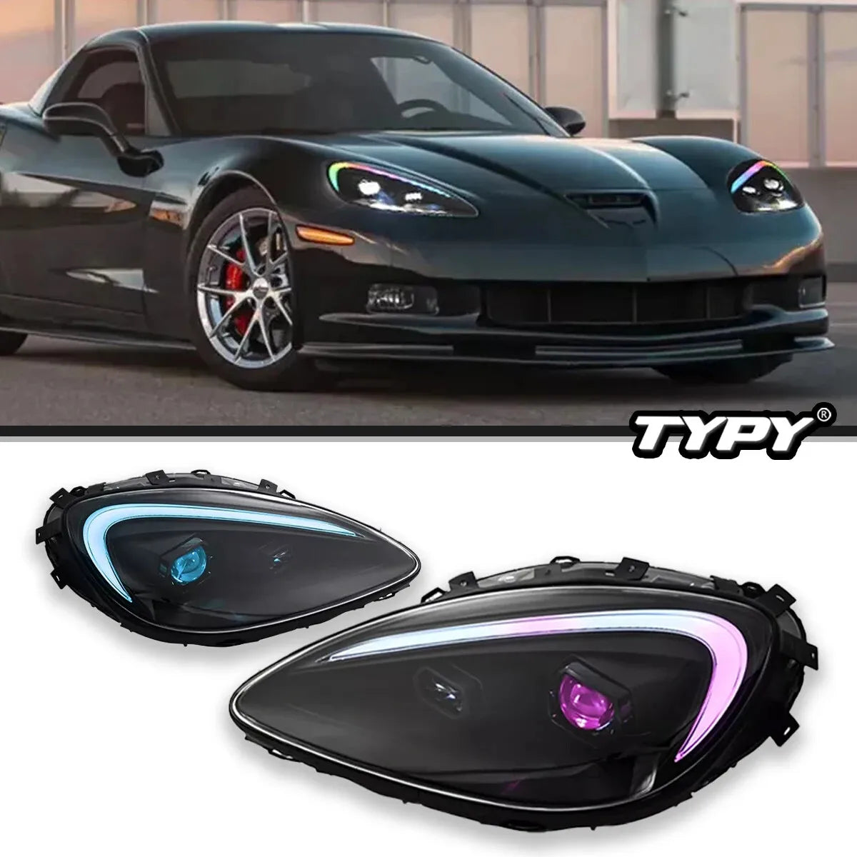 Chevrolet Corvette C6 2005-2013 RGB LED Headlight Front Lamp Assembly TYPY