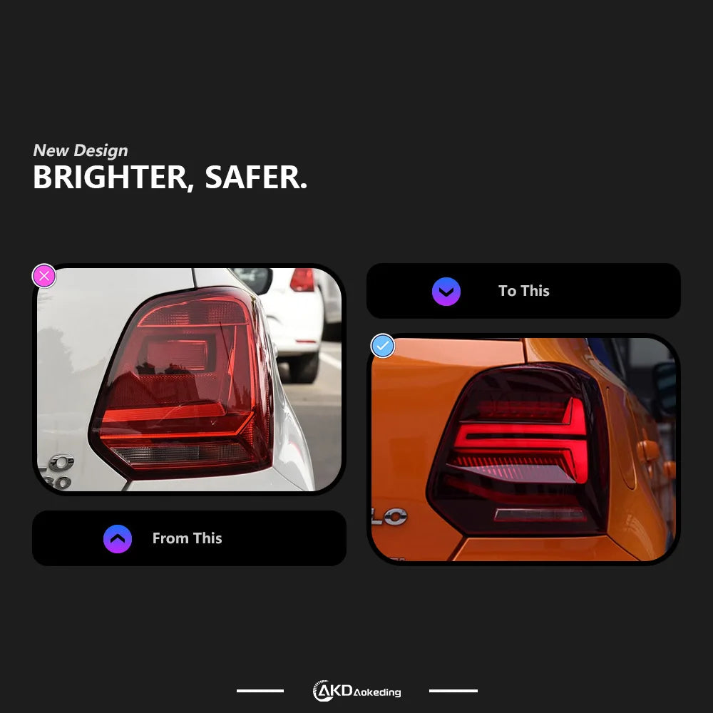 VW Volkswagen Polo MK5 LED 2011-2018 Tail Lights Red Smoked AKD