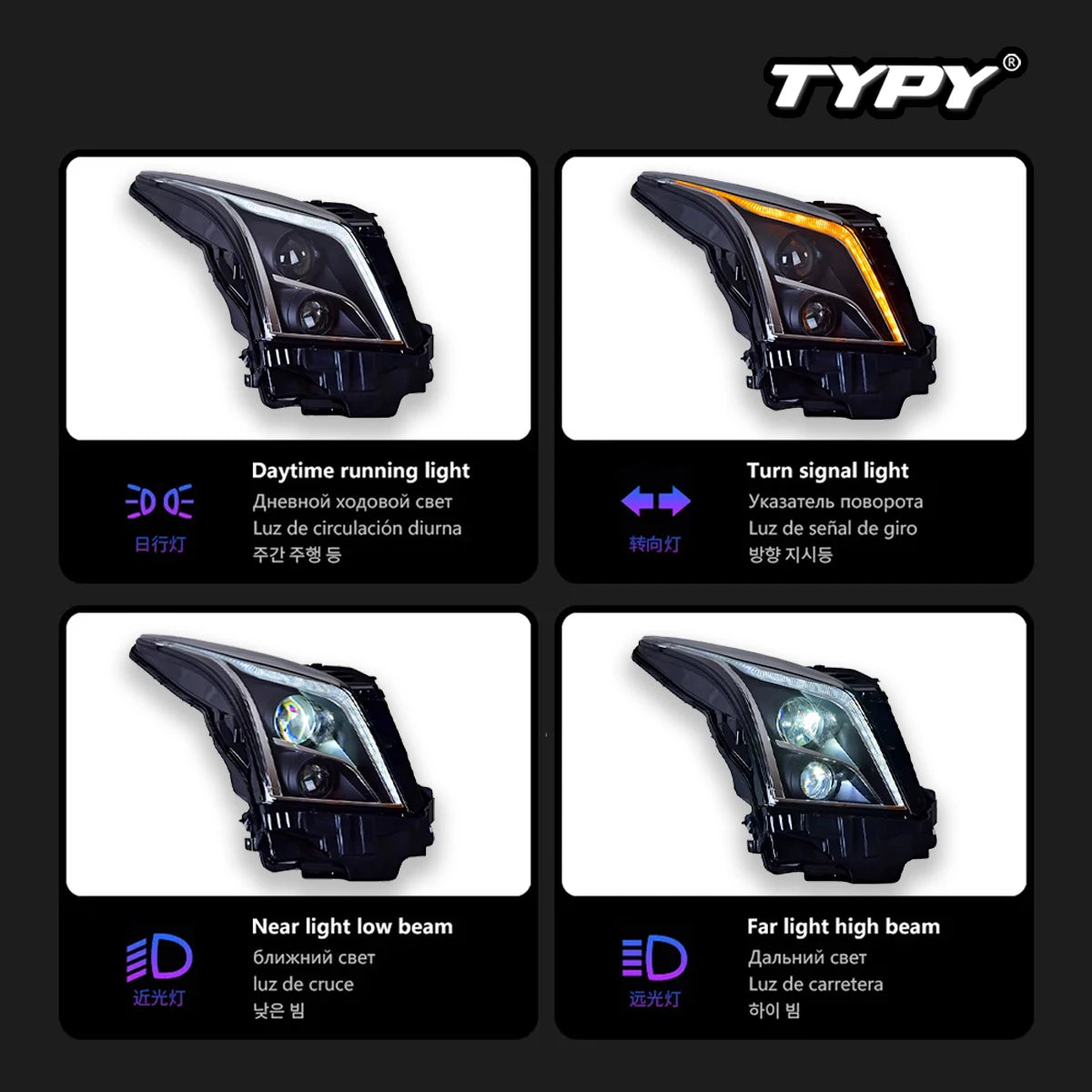 Cadillac ATS 2014-2017 LED Headlights Projector Head Lamp TYPY