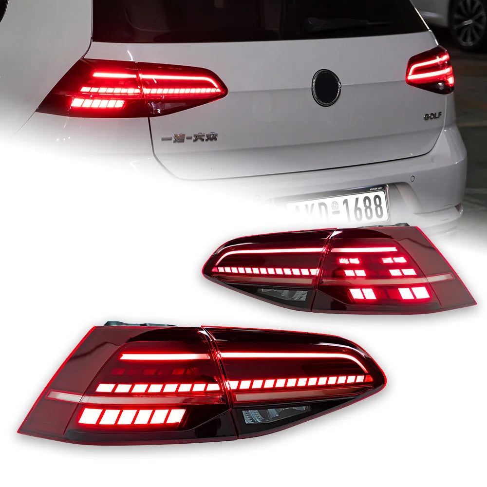 VW Volkswagen Golf MK7 MK7.5 2013-2020 LED Tail lights modern style Red Smoked AKD