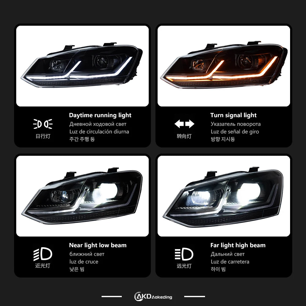 VW Volkswagen Polo MK5 2011-2018 LED Headlights Projector Lens AKD