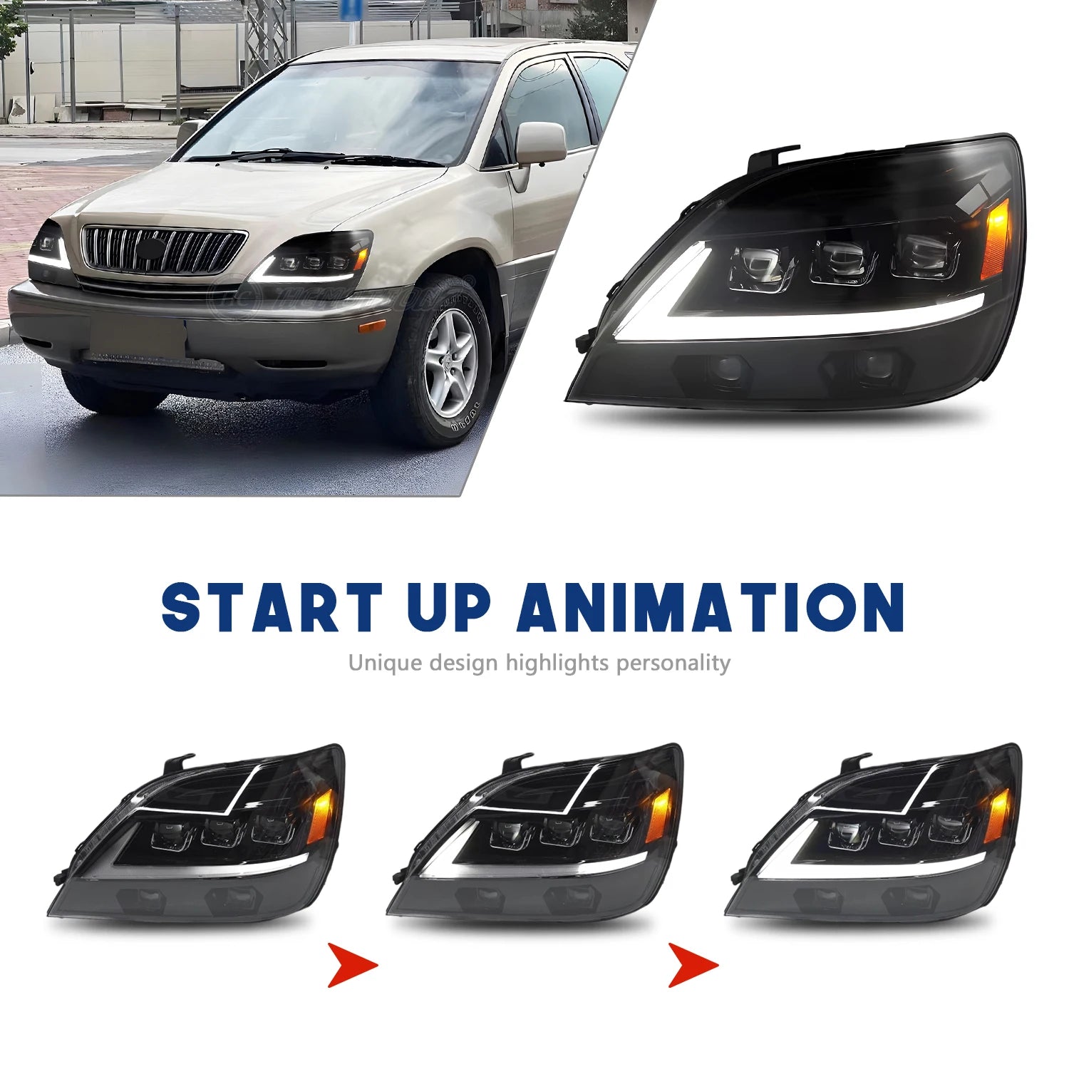 Lexus RX series 1st Gen 1998-2002 Full LED Headlights set HCMOTIONZ