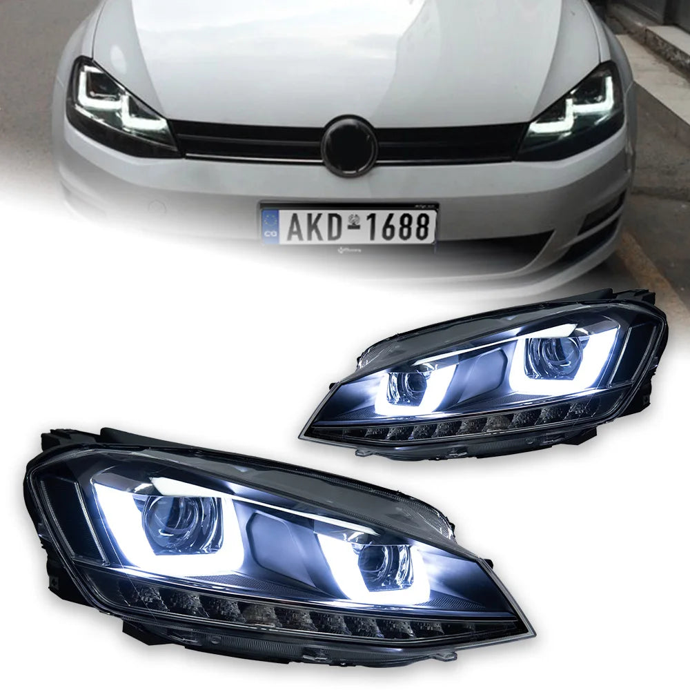 VW Volkswagen Golf MK7 2013-2016 LED Headlights Projector Lens Modern Style AKD