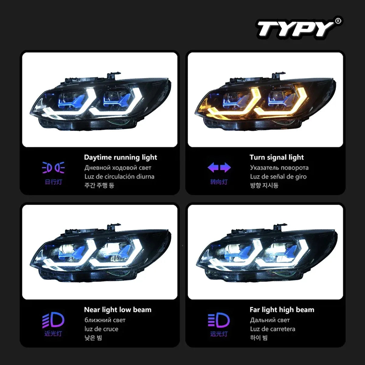 BMW 3 Series E92 E93 2006-2010 Full Led Headlights TYPY