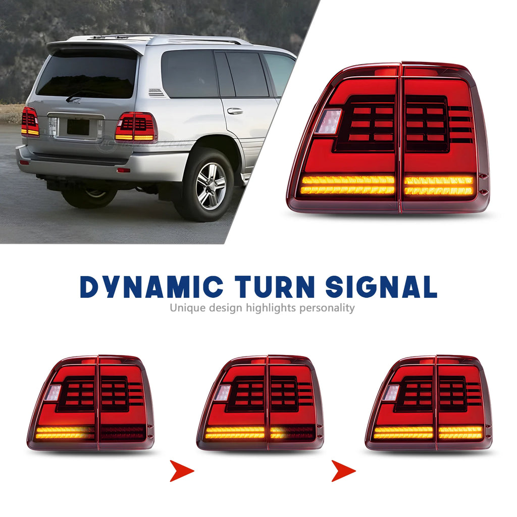 Lexus LX series 2nd Gen 1998-2007 LED Tail lights Red Smoked HCMOTIONZ