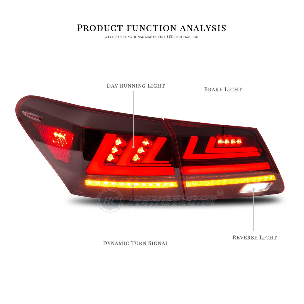 Lexus ES 5th Gen 2006-2012 LED Tail lights Red Smoked HCMOTIONZ