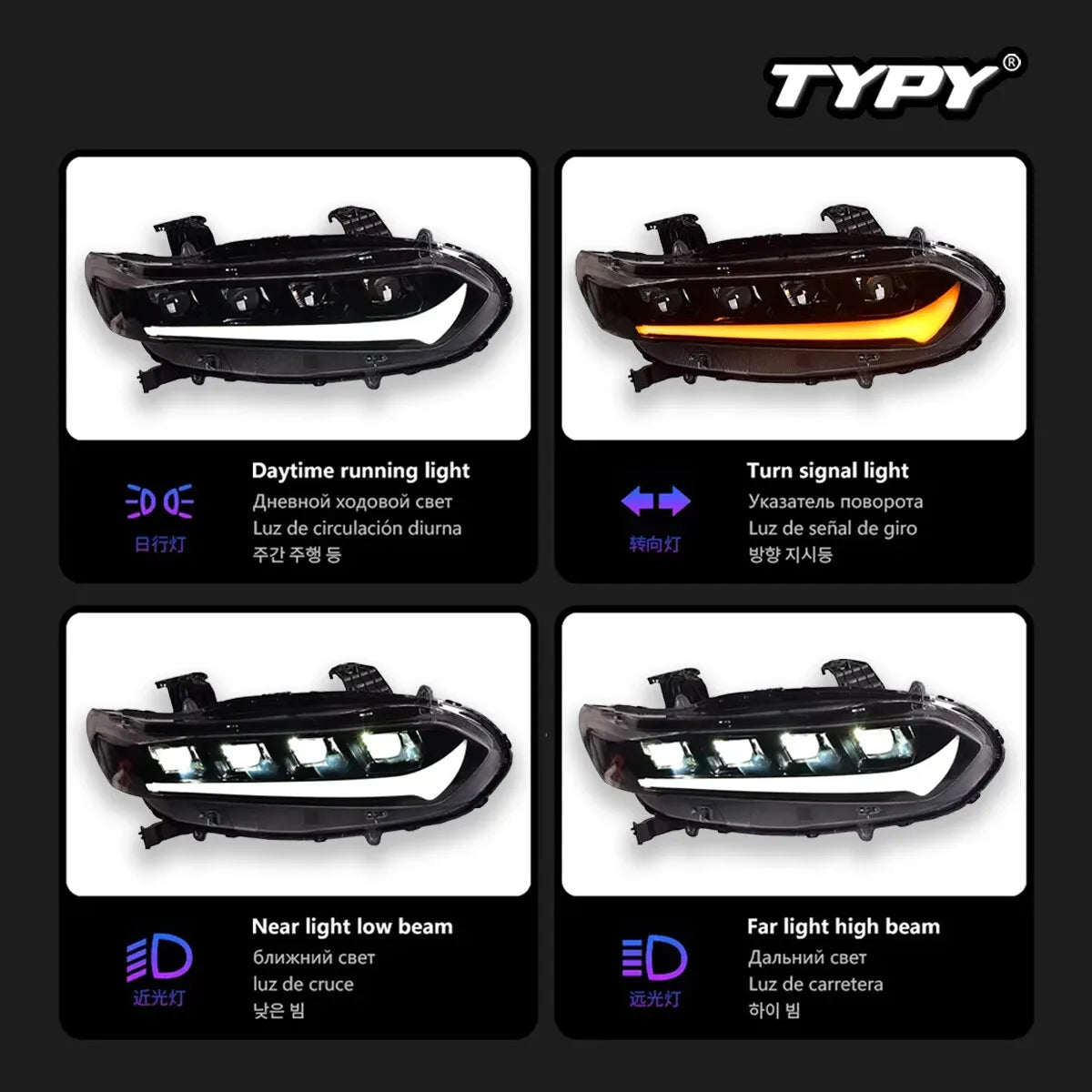 Honda Accord 2018-2022 LED RGB Projector Headlights Demon Eye TYPY