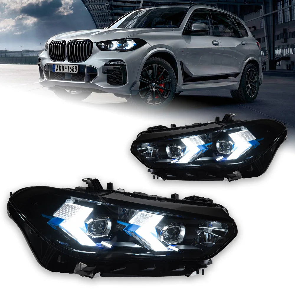BMW X5 G05 2019-2022 LED Headlights Projector Lens Laser Style Set AKD