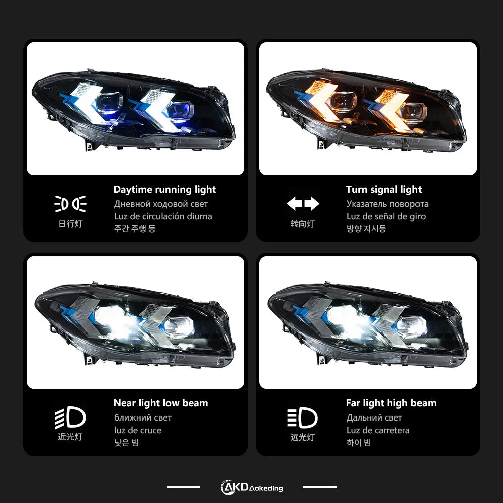 BMW 5 Series F10 F11 2010-2016 LED Headlights Projector Lens X5 Style AKD