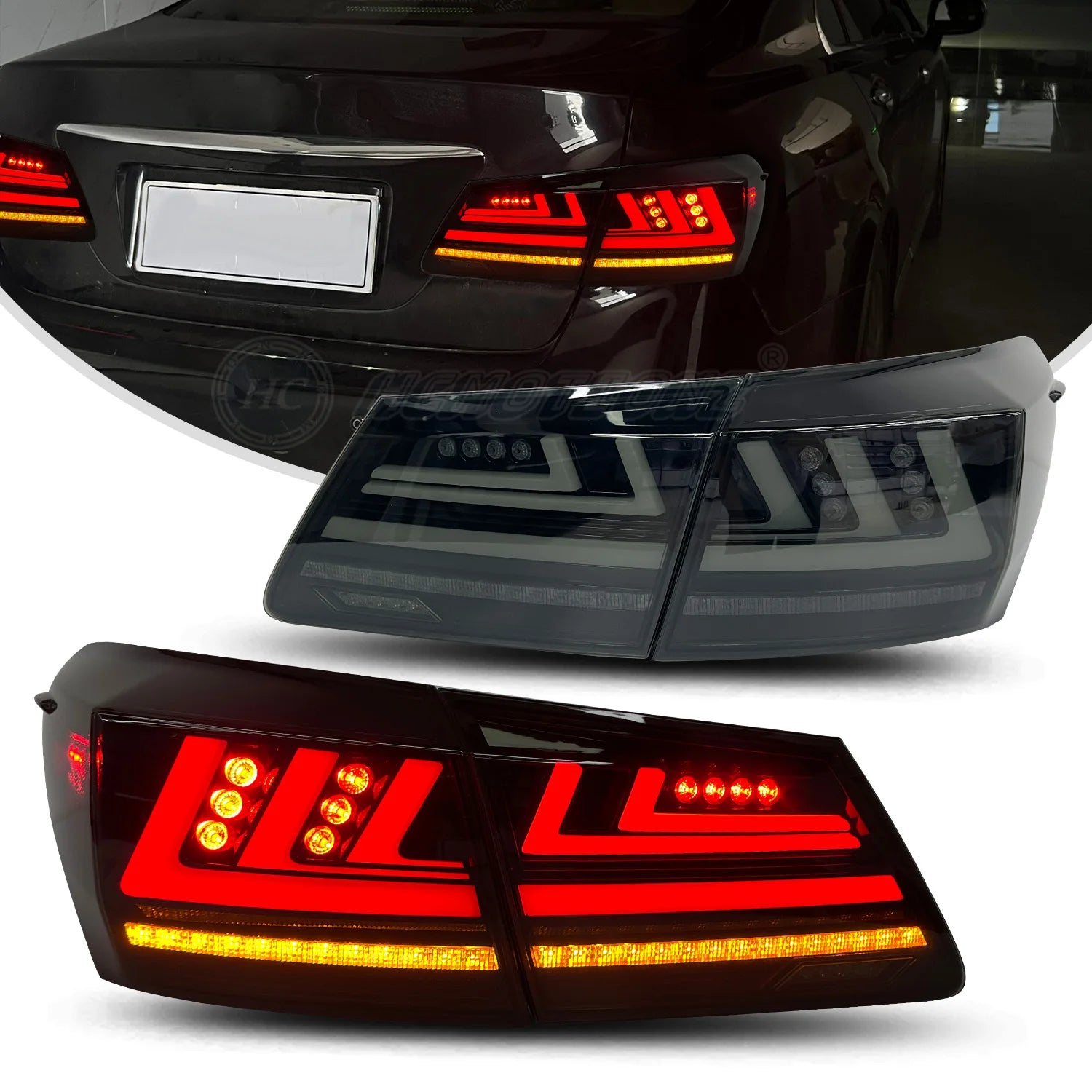 Lexus ES 5th Gen 2006-2012 LED Tail lights Red Smoked HCMOTIONZ