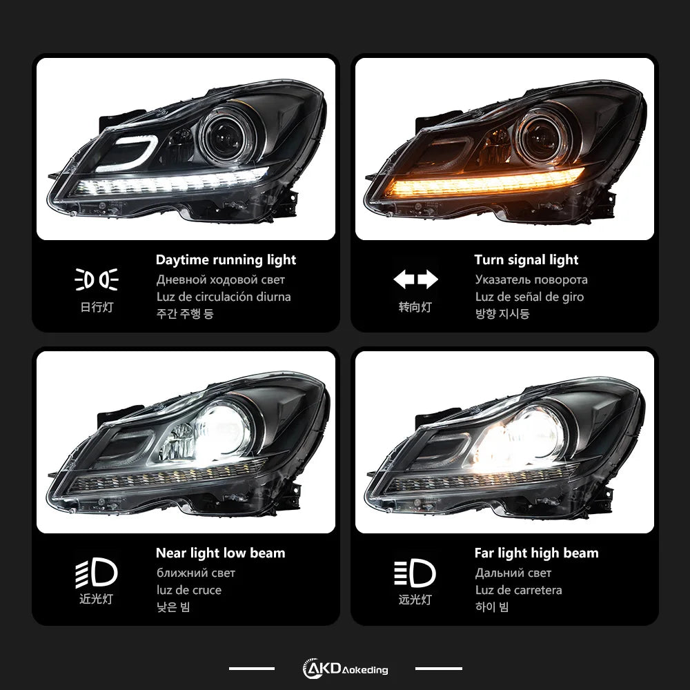 Mercedes-Benz C Class W204 2011-2013 LED Headlights Projector Lens AKD