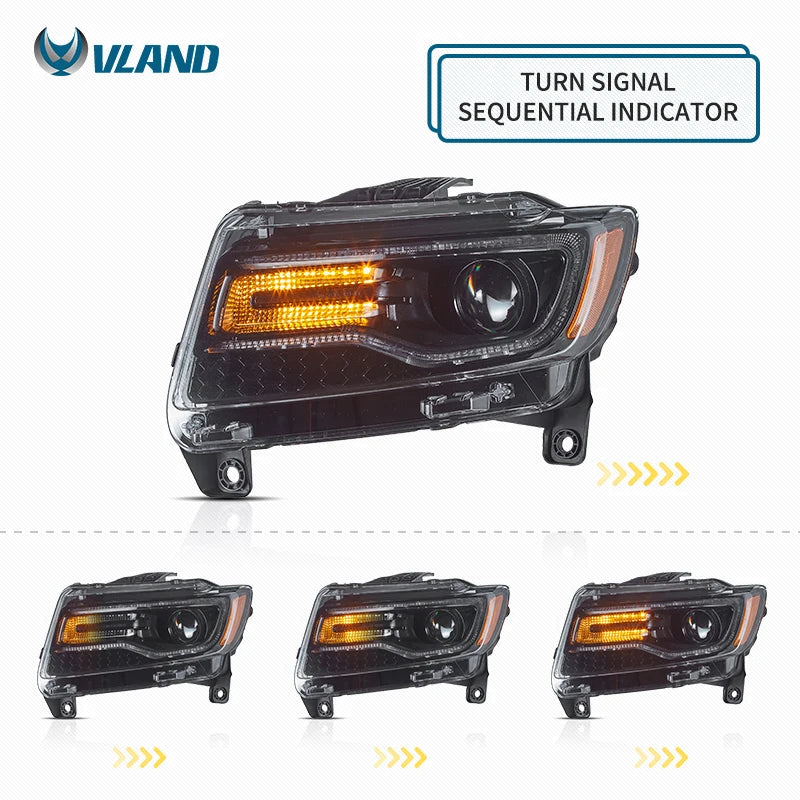 Jeep Grand Cherokee WK2 2011-2013 4th Gen Full LED Headlights Upgrade Look VLAND