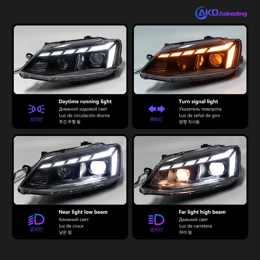 Volkswagen VW Jetta MK6 2011-2018 Lampy przednie reflektory LED Komplet AKD
