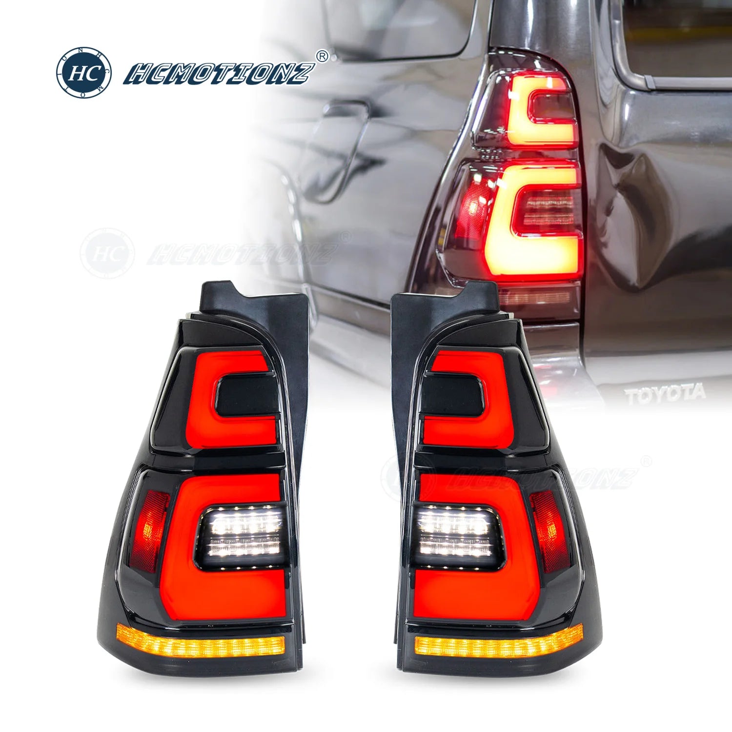 Toyota 4Runner 4th gen 2003-2009 LED Tail lights Smoked Red HCMOTIONZ