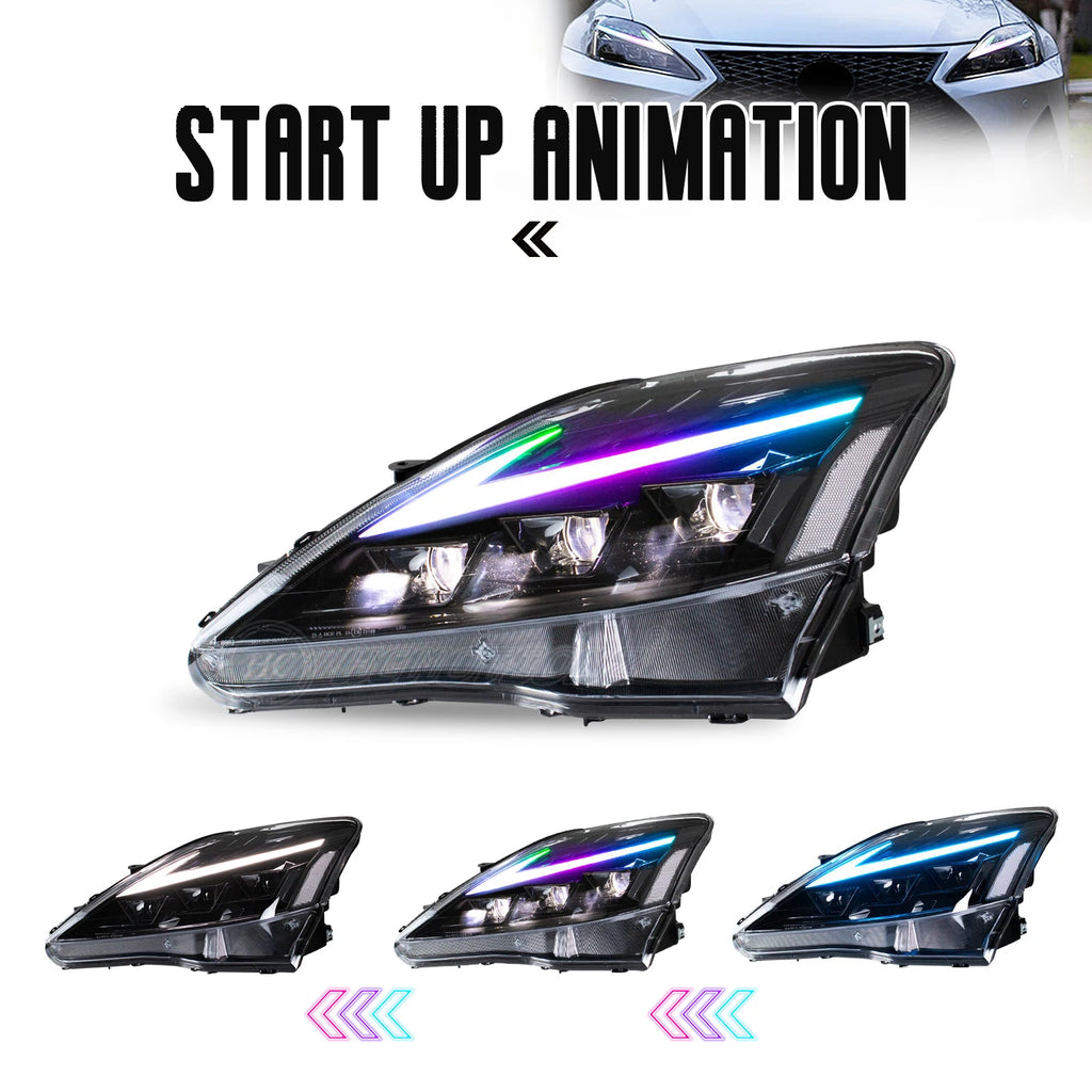 Lexus IS IS-F 2006-2013 LED Headlights RGB Plug and Play HCMOTIONZ