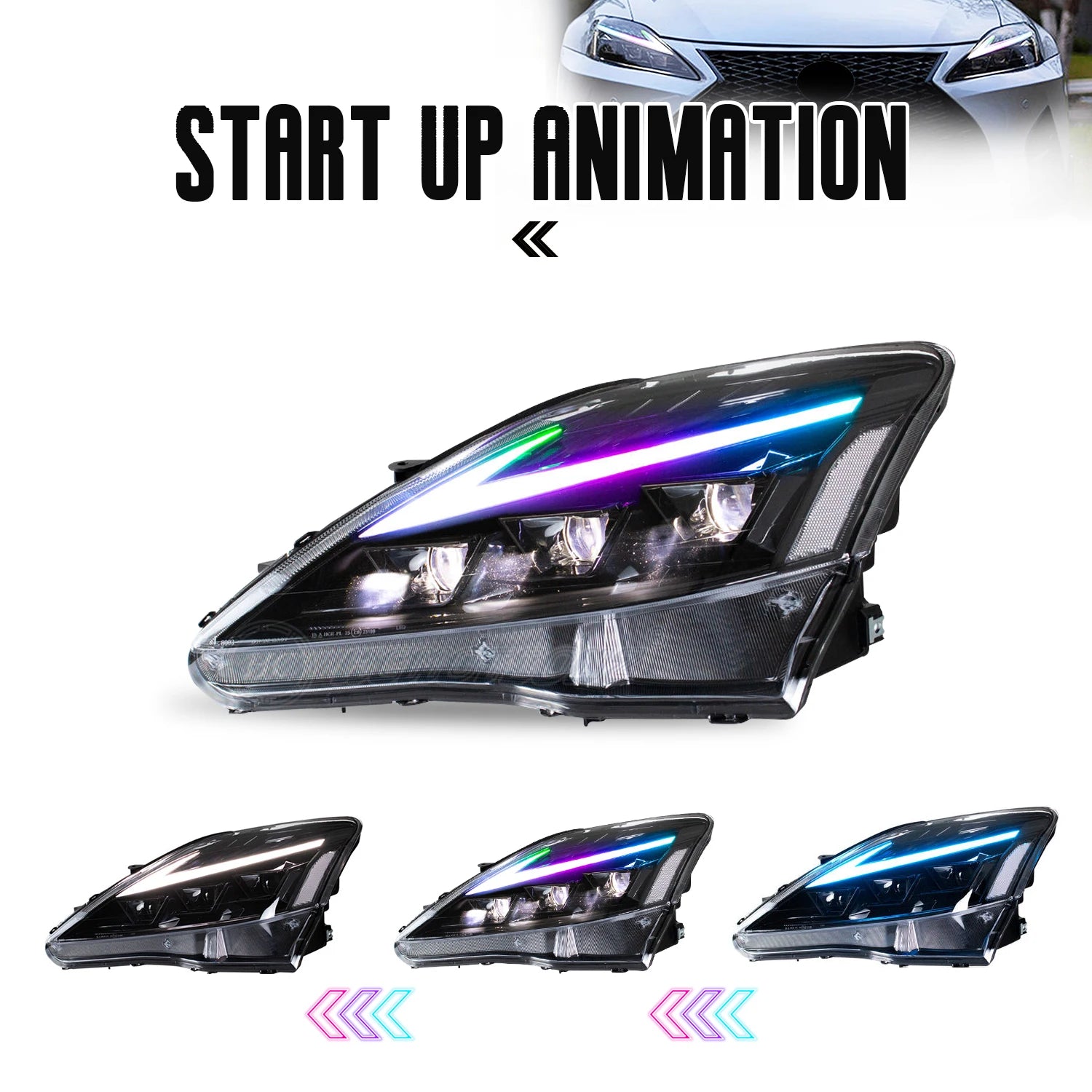Lexus IS IS-F 2006-2013 LED Headlights RGB Plug and Play HCMOTIONZ