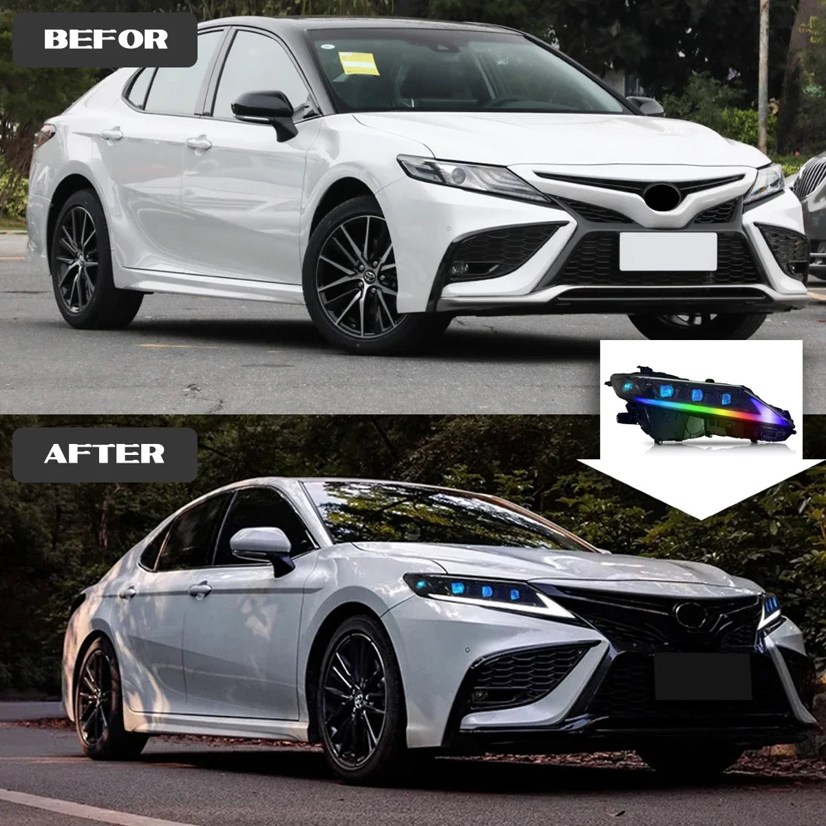 Toyota Camry 8th 2018-2023 RGB Headlight DRL Sequential Turn Signal TYPY