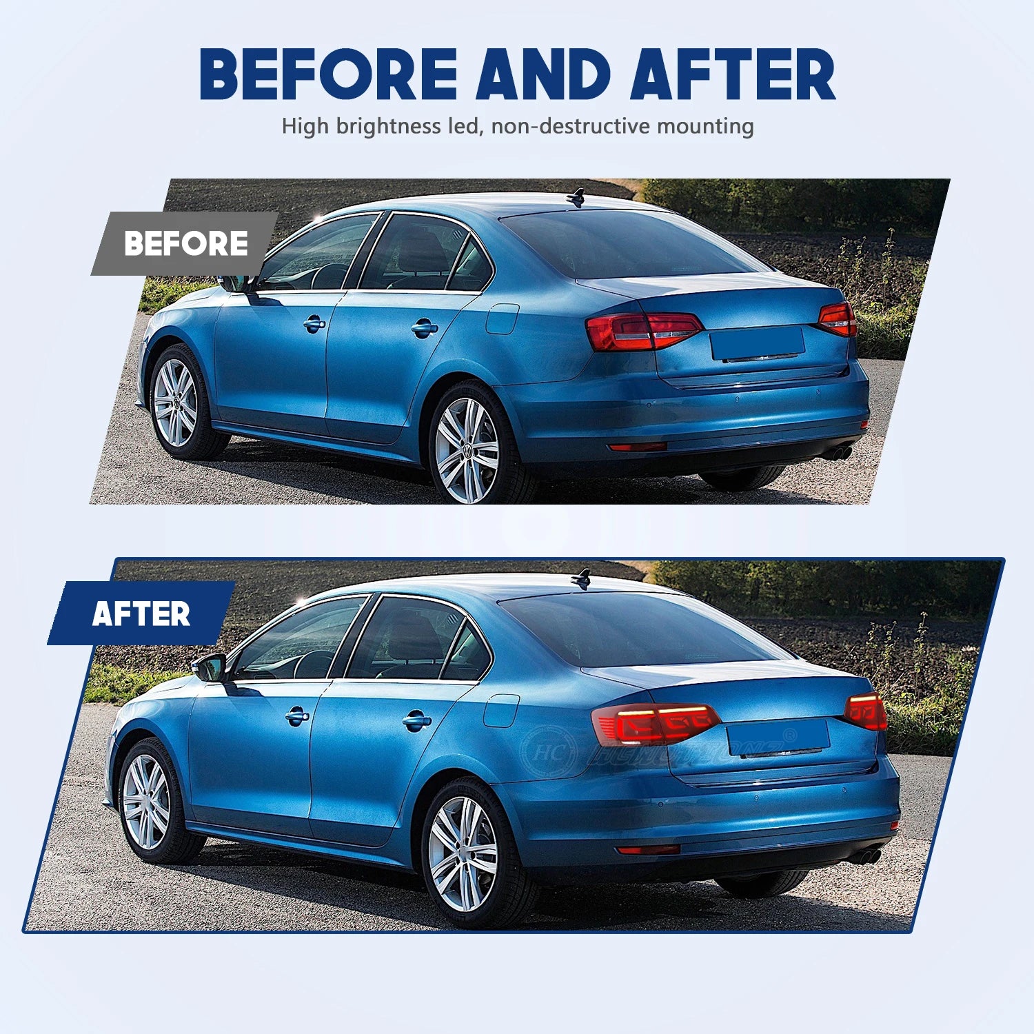 VW Volkswagen Jetta MK6 2015-2018 LED Tail Lights Smoked Red HCMOTIONZ