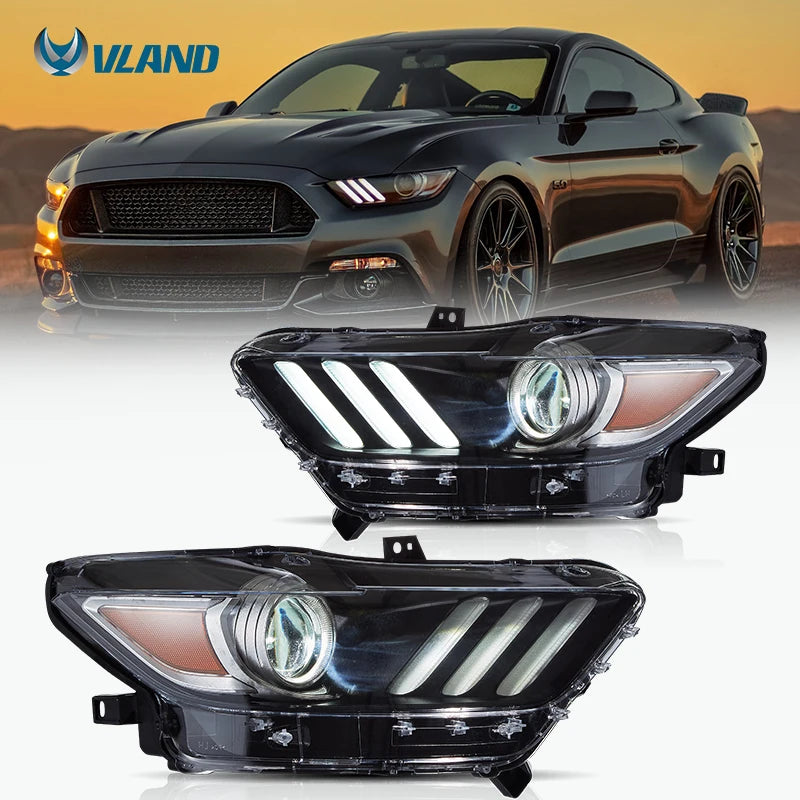 Ford Mustang VI S550 2015-2017 Headlights LED DRL Projector Lens VLAND