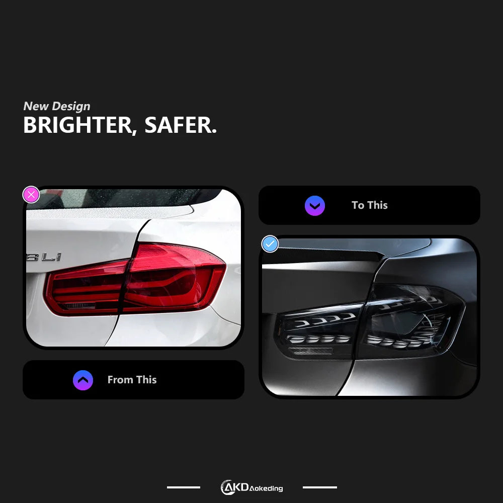 BMW 3 series F30 2012-2019 LED Tail Lights GTS Style Smoked AKD