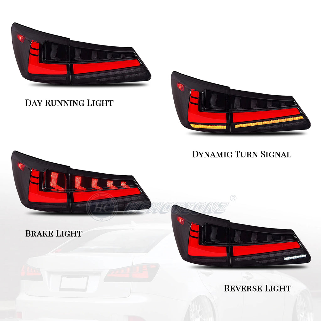Lexus IS IS-F 2006-2013 LED Tail Lights Red Smoked HCMOTIONZ