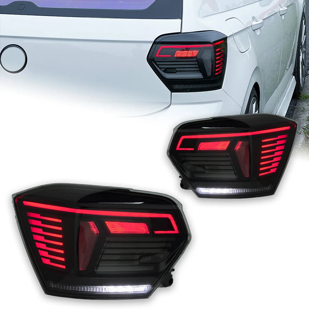 VW Volkswagen Polo MK6 2019-2023 LED Tail Lights Red Smoked AKD