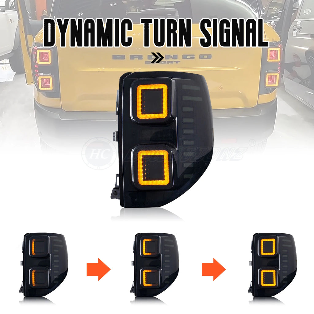Ford Bronco Sport 2021-2023 LED Tail Lights Sequential Turn Signals Smoked HCMOTIONZ
