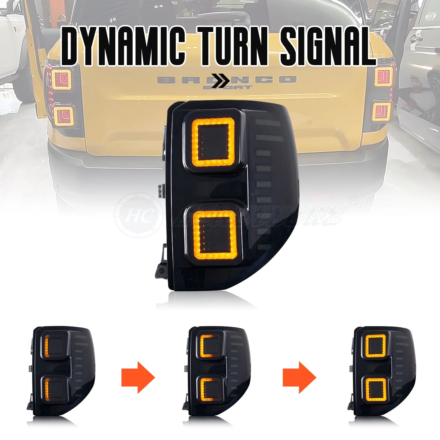 Ford Bronco Sport 2021-2023 LED Tail Lights Sequential Turn Signals Smoked HCMOTIONZ