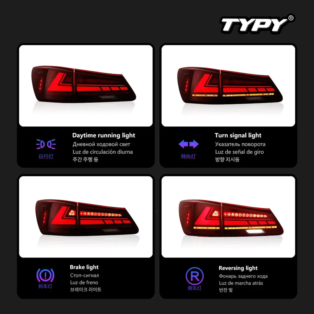 Lexus IS 200 250 350 2006-2012 LED Tail lights TYPY