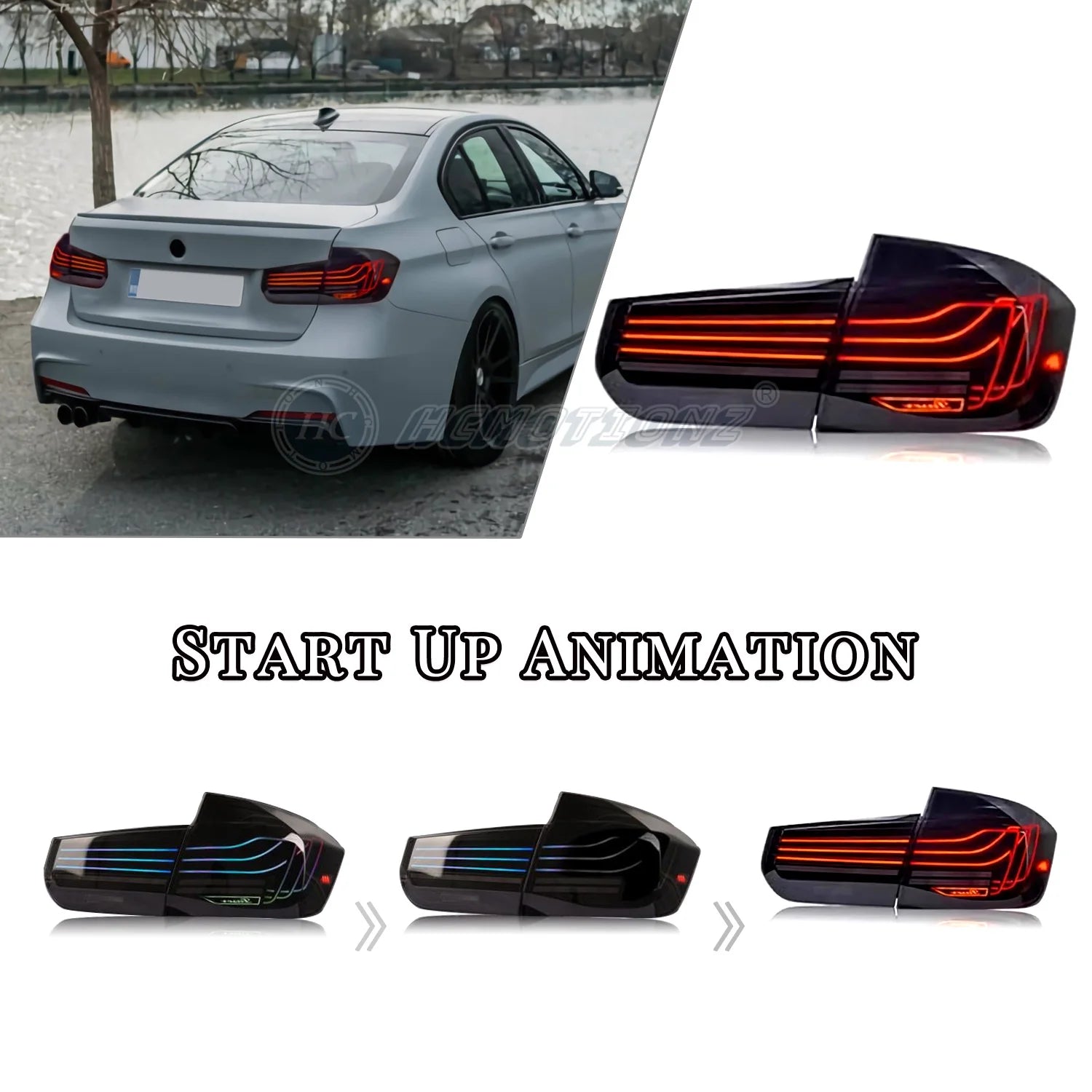 BMW 3 Series F30 F80 2012-2018 LED RGB Tail lights Smoked Laser style HCMOTIONZ