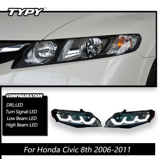 Honda Civic 8th 2006-2011 LED Headlight Projector Head Lamp TYPY
