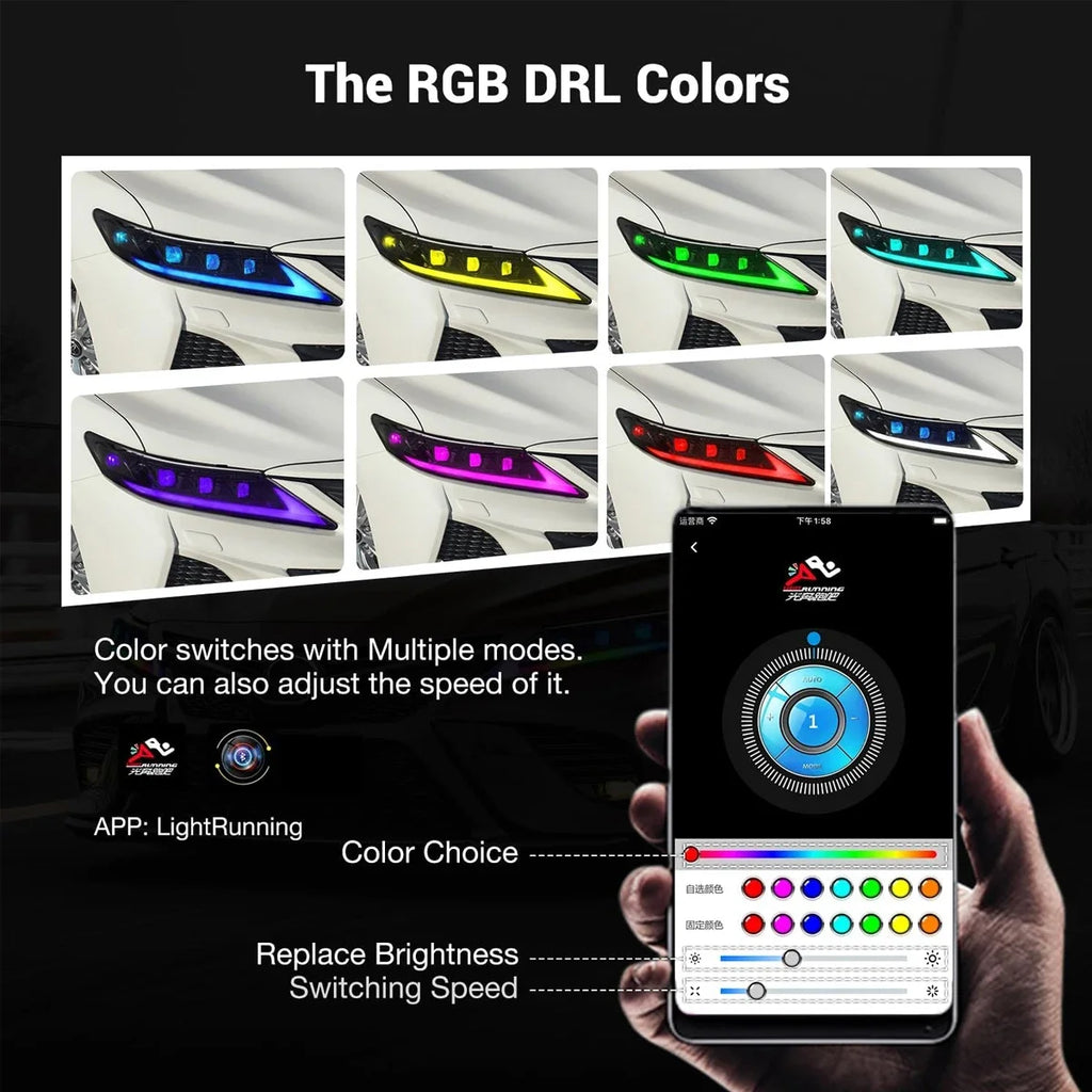 Toyota Camry 8th 2018-2023 RGB Headlight DRL Sequential Turn Signal TYPY